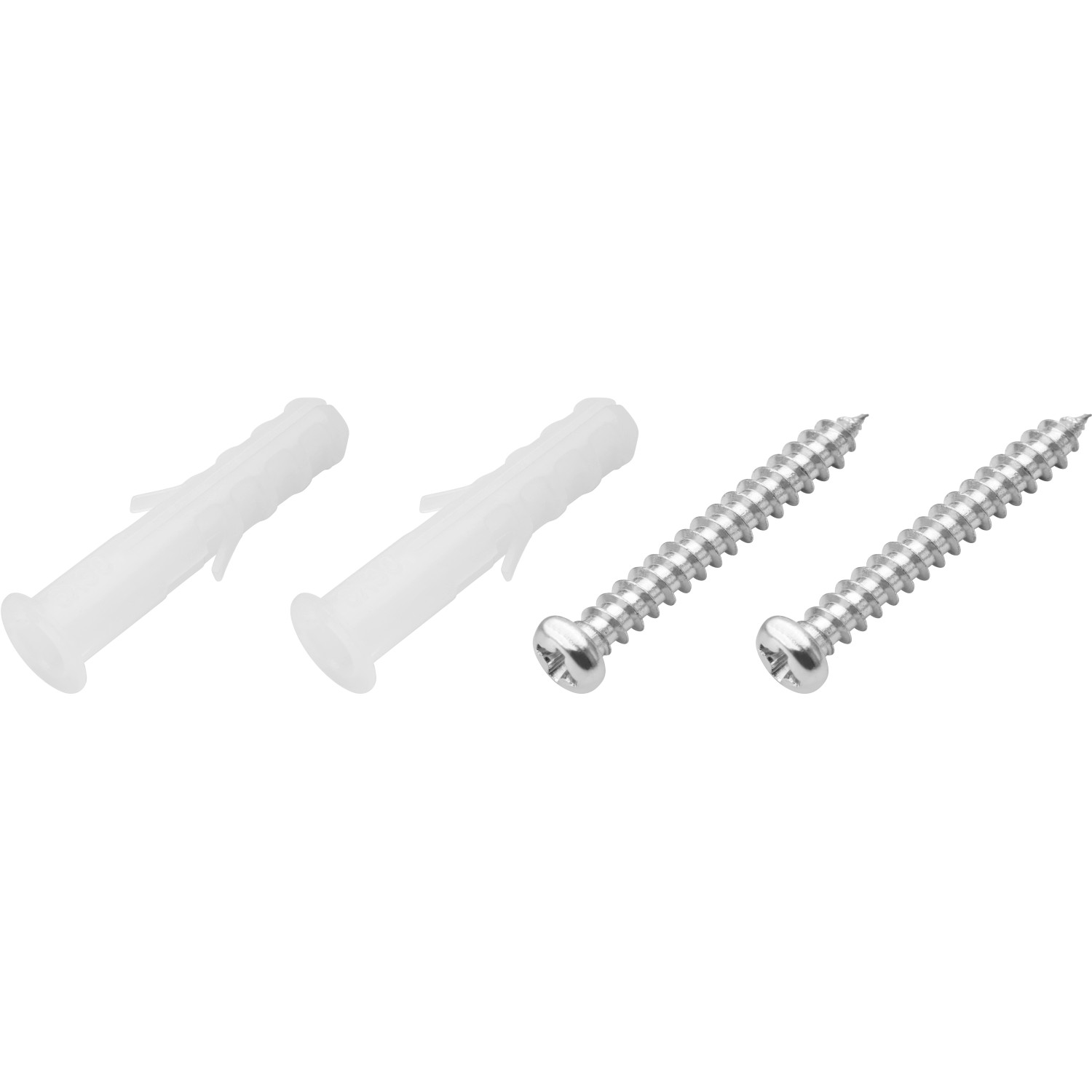 Befestigungsmaterial für LED-Unterbauleuchte: Dübel und Schrauben.