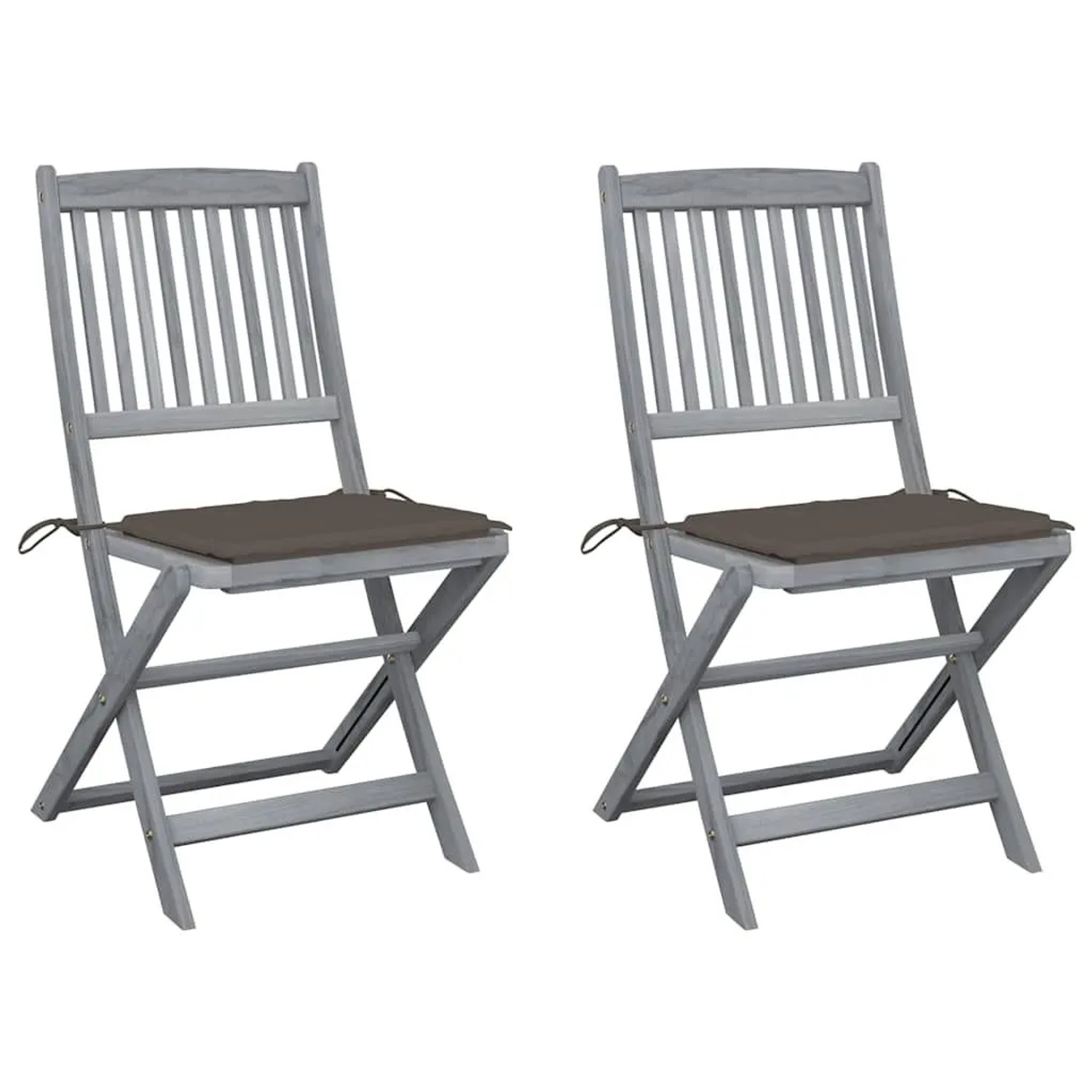 vidaXL Klappbare Gartenstühle 2 Stk mit Kissen Massivholz Akazie 3064544