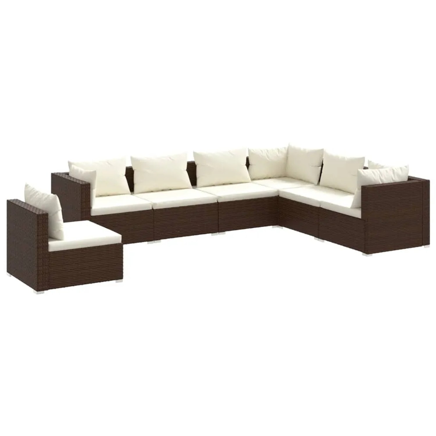 vidaXL 7-Tlg Garten-Lounge-Set mit Kissen Poly Rattan Braun 3102354