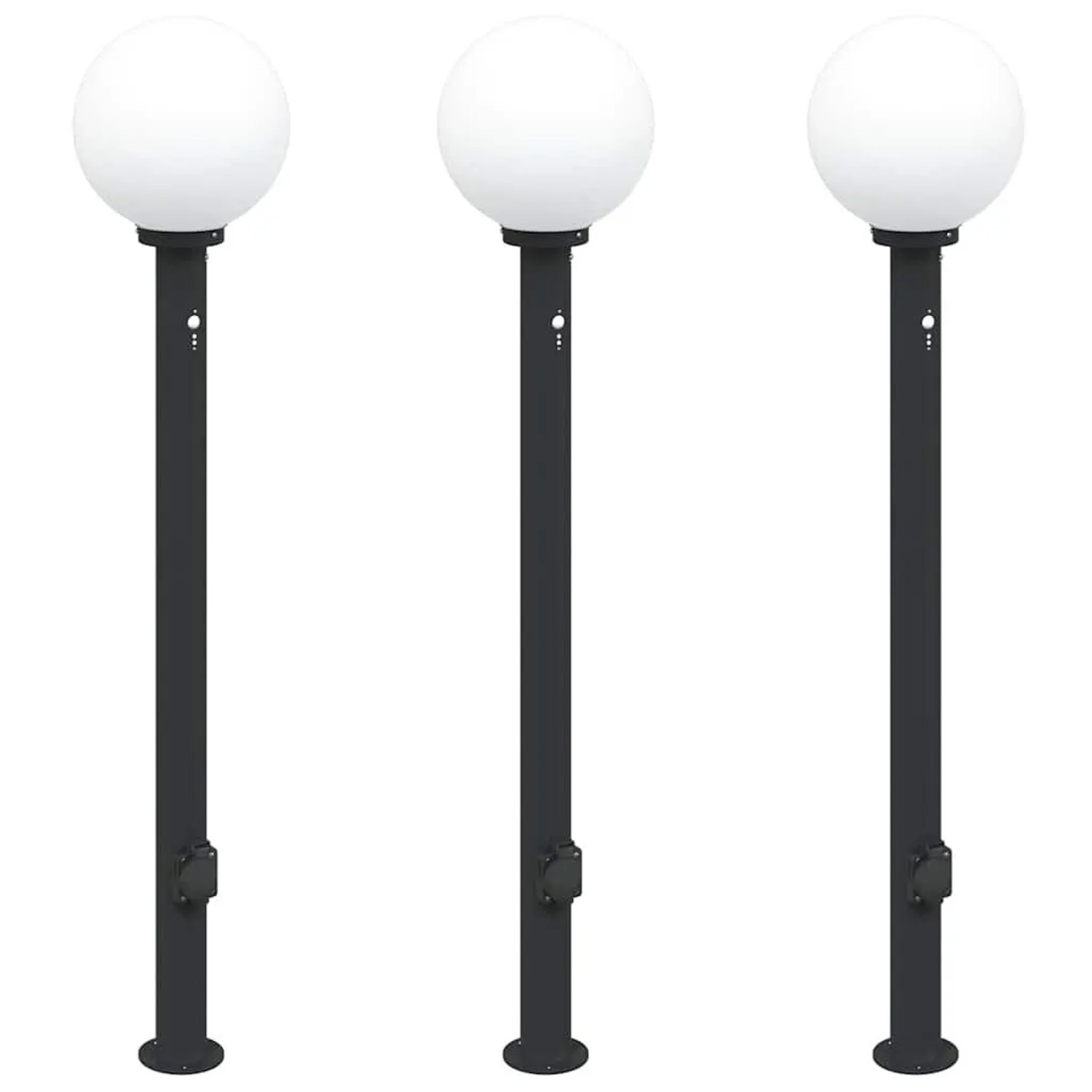 vidaXL Pollerleuchten mit Sensor und Steckdose 3 Stk 120 cm Schwarz IP44 4006126