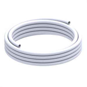 Gerolltes, weißes Kirchhoff Mehrschichtverbundrohr, 10 m, 20 mm Durchmesser, für Sanitär- und Heizungsinstallation.