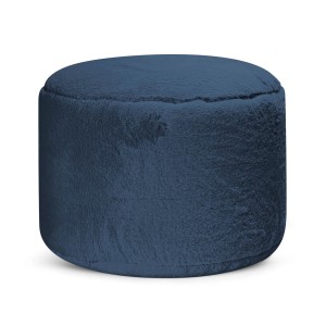 Blauer mokebo Pouf aus Kunstfell, runder Hocker für Indoor, weicher Sitzpouf.