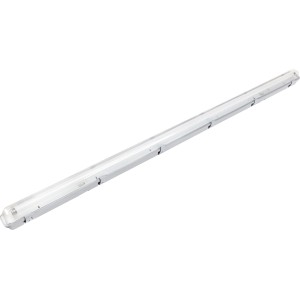 Graue Feuchtraumleuchte, 58 W, mit Leuchtstoffröhre für Bad und Keller.