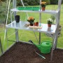 Vitavia Alu-Tischaufsatz mit HKP-Ablage im Gewächshaus, 121x39 cm, Alu Blank.