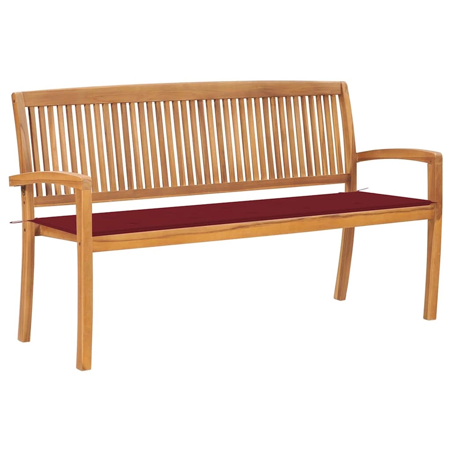 vidaXL Stapelbare Gartenbank mit Auflage 159 cm Massivholz Teak 3063315