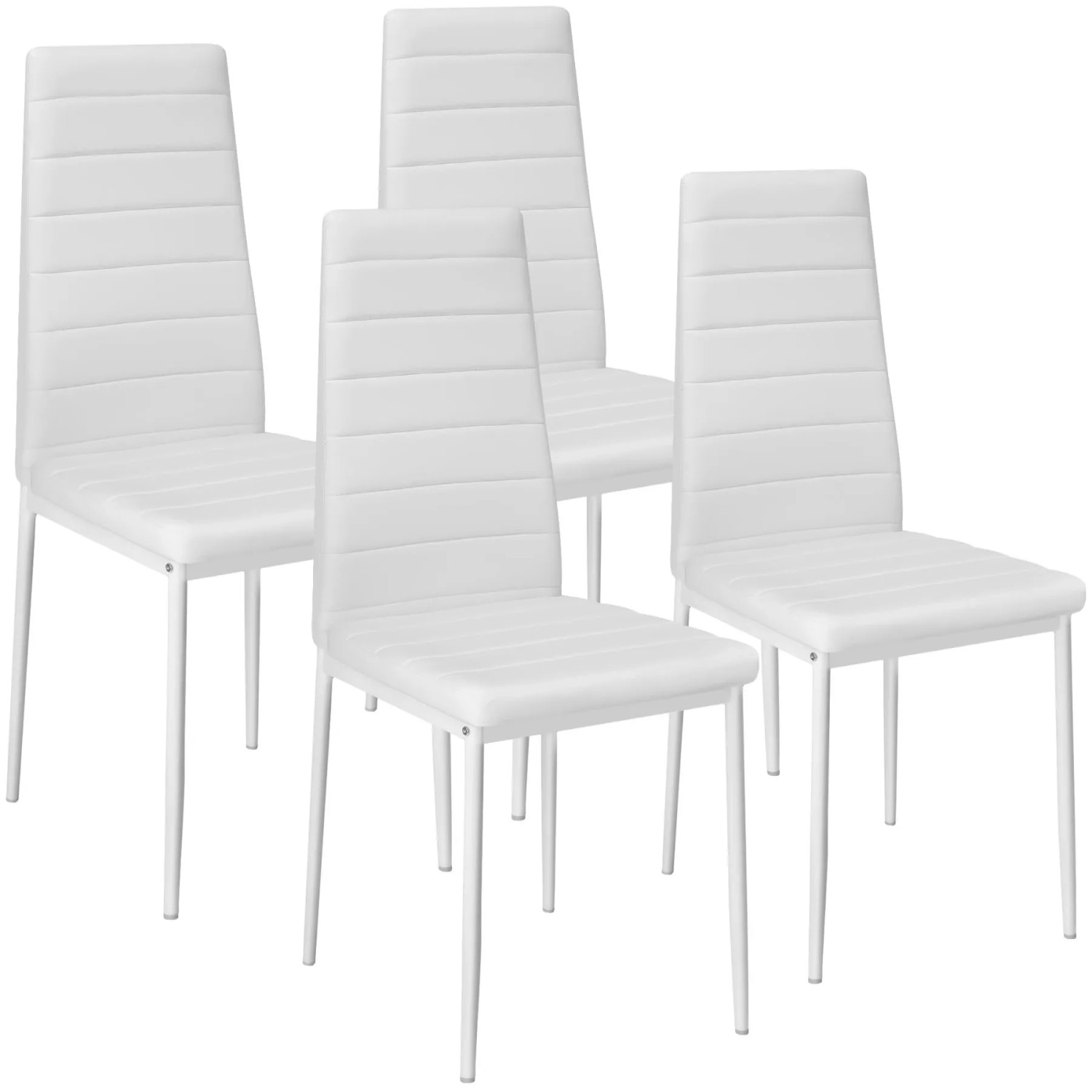 Tectake Set Esszimmerstuhl Thomas Gepolstert Mit Kunstlederbezug Hohe Rückenlehne 4Er Set 45 x 48 x 98 50 cm Weiß