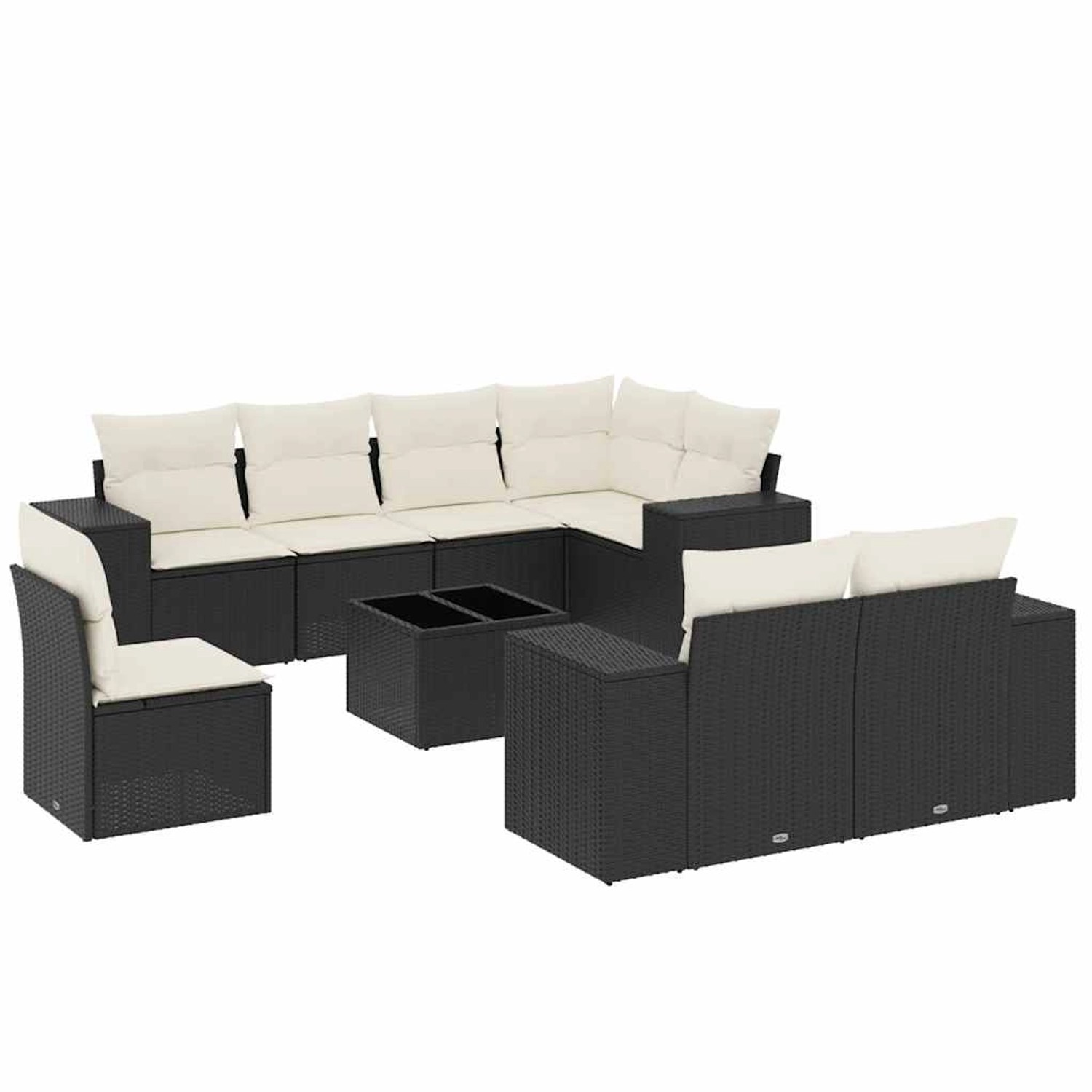 vidaXL 9-Tlg Garten-Sofagarnitur mit Kissen Schwarz Poly Rattan 3255183 günstig online kaufen