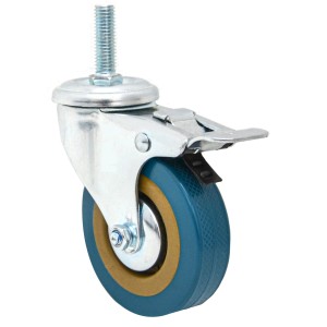 Schwerlast Möbelrolle 75mm mit Bremse und M10 Gewinde für Möbel und Werkstattwagen.