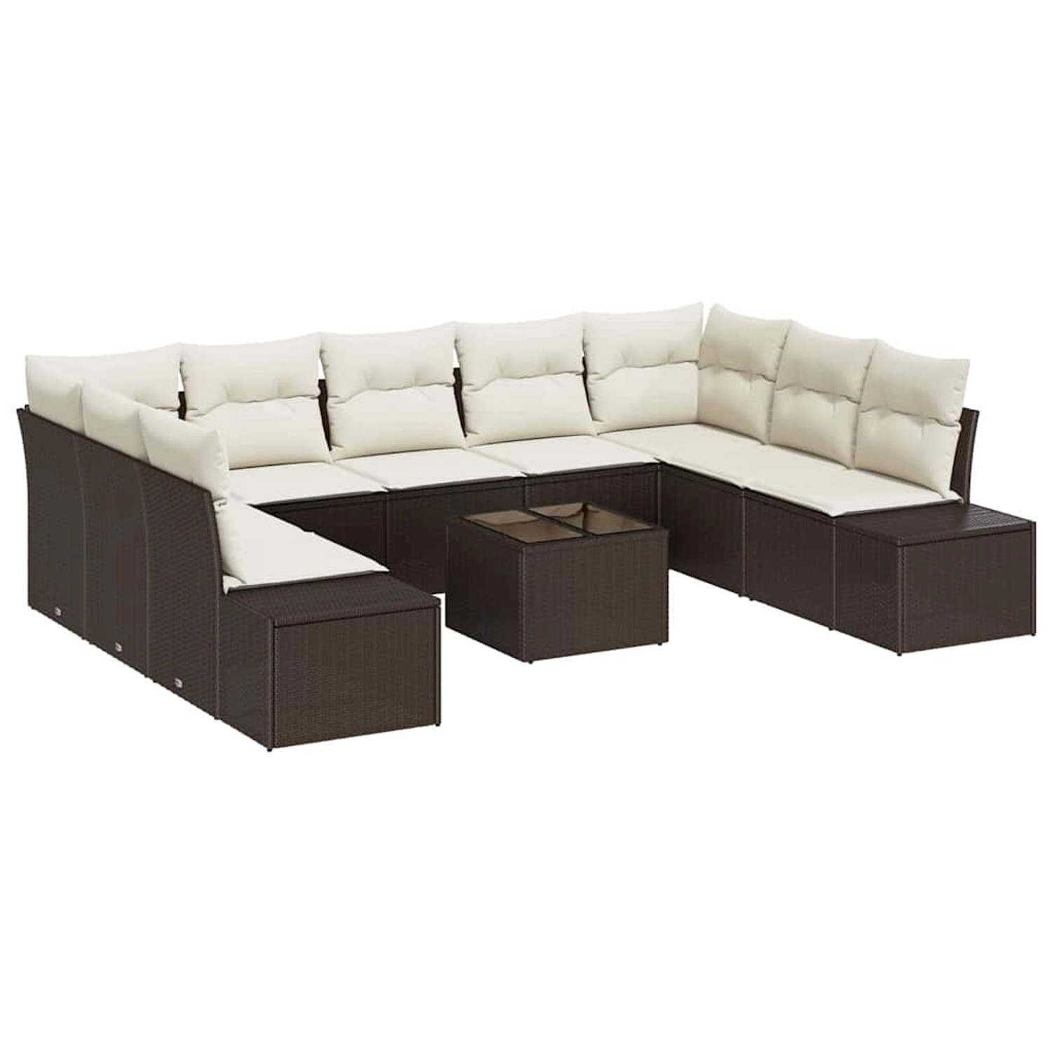 vidaXL Garten-Sofa-Set mit Kissen 10-Tlg Braun Poly Rattan 3347228 günstig online kaufen