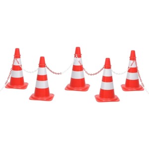 DELUKE Leitkegel Set, 10 rote Verkehrskegel 50cm mit Kette, reflektierend.
