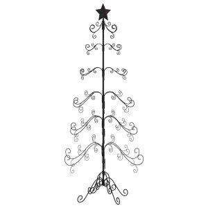 Schwarzer Metall-Weihnachtsbaum (180 cm) für DIY-Dekorationen, mit Sternspitze.