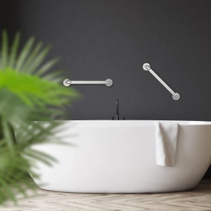 Relaxdays 2er Set Haltegriffe Edelstahl Silber 200 kg 6 cm x 40 cm x 8 cm