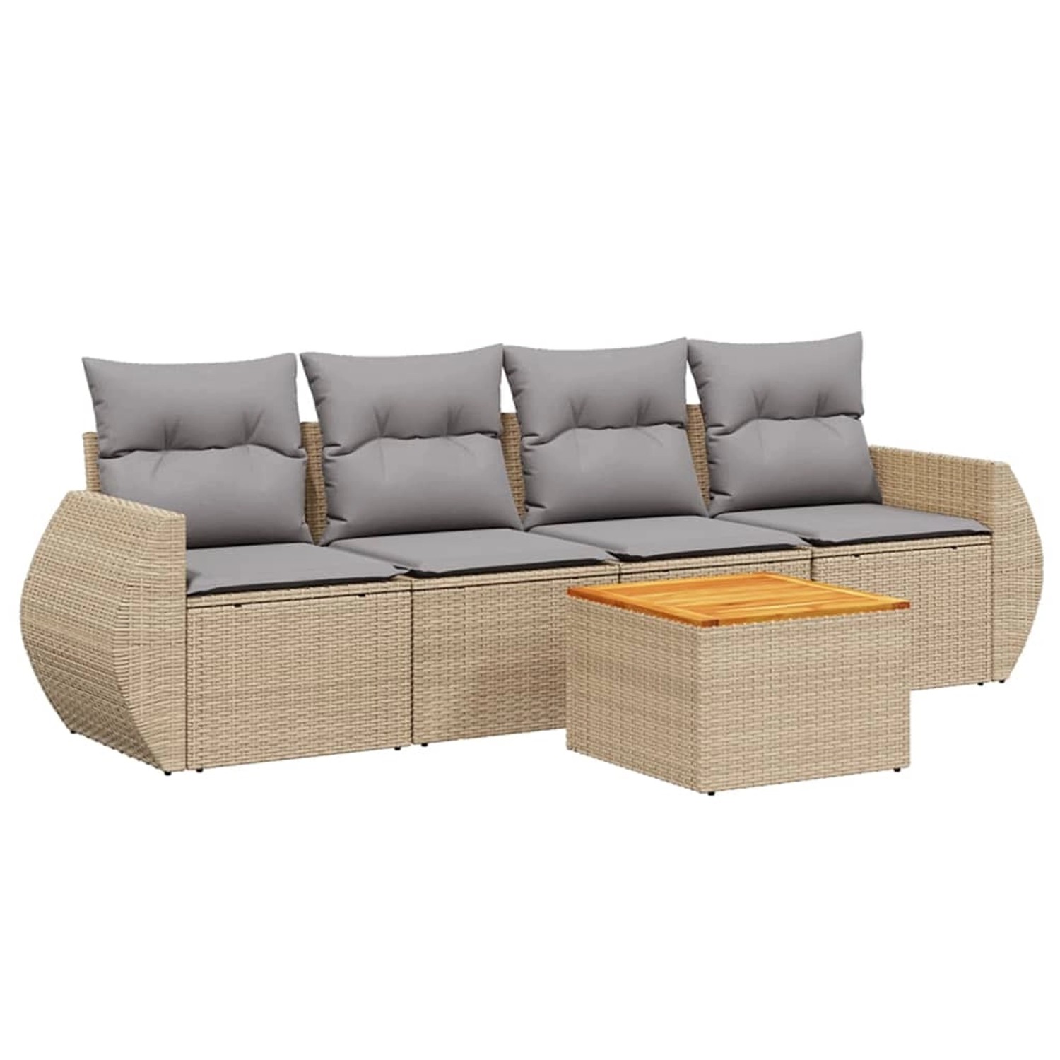 vidaXL 5-Tlg Garten-Sofagarnitur mit Kissen Beige Poly Rattan 3257214 günstig online kaufen