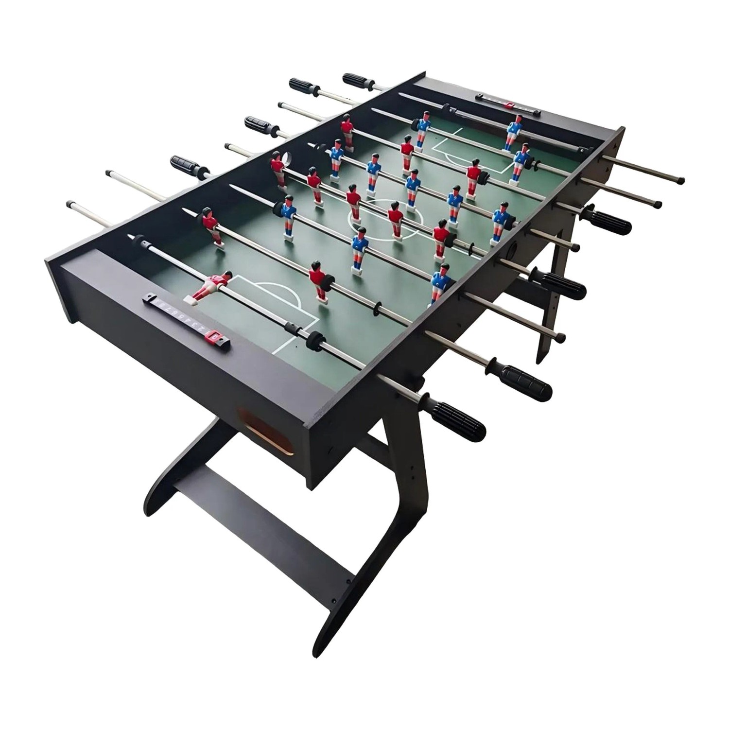 Relaxdays Kickertisch MDF Kunststoff Eisen Dunkelbraun Grün Klappbar Rutschfest 78 cm x 122 cm x 61 cm 13,2 kg
