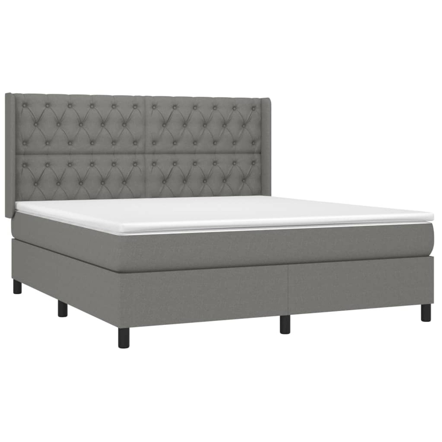 vidaXL Boxspringbett mit Matratze & LED Dunkelgrau 160x200 cm Stoff 3138566 günstig online kaufen