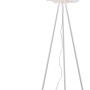 Weiße LED-Stehlampe LOLAsmart-Naomi von Just Light, Höhe 140 cm, mit Stoffschirm und Stativfuß.