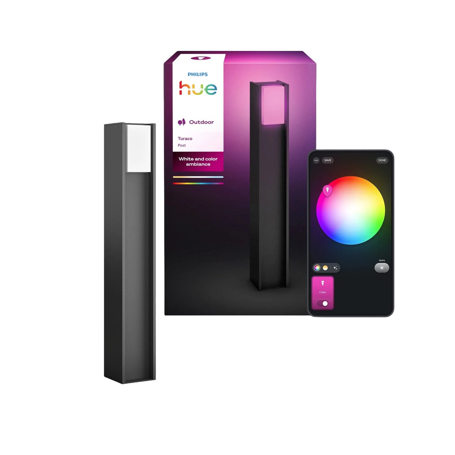 Philips Hue smarte Wegeleuchte Turaco Weiß- & Farblicht 1100 Lumen
