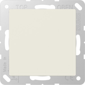 Weiße Jung Blindabdeckung AS 500 A594-0 mit Tragring für Schalterprogramme.