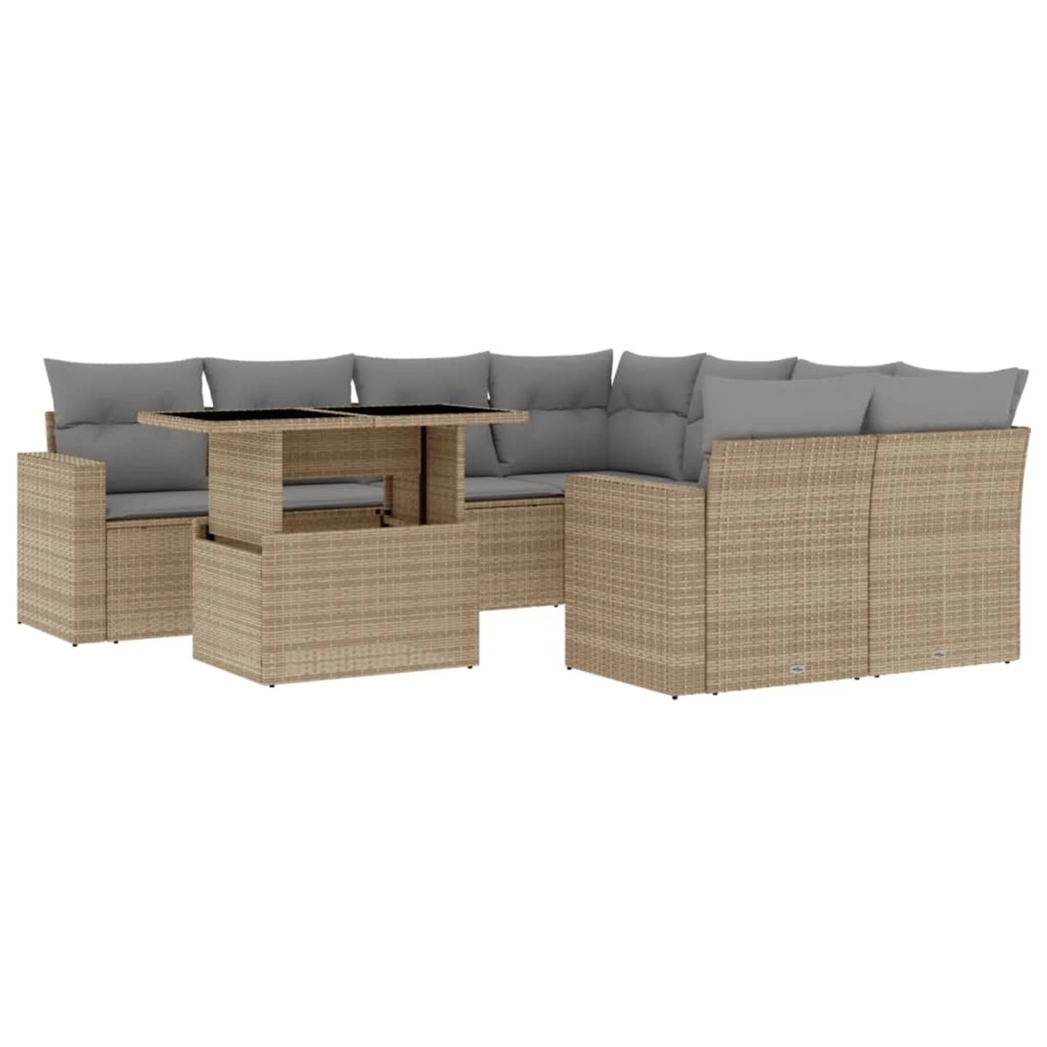 vidaXL 9-tlg Garten-Sofagarnitur mit Kissen Beige Poly Rattan Modell 282 günstig online kaufen