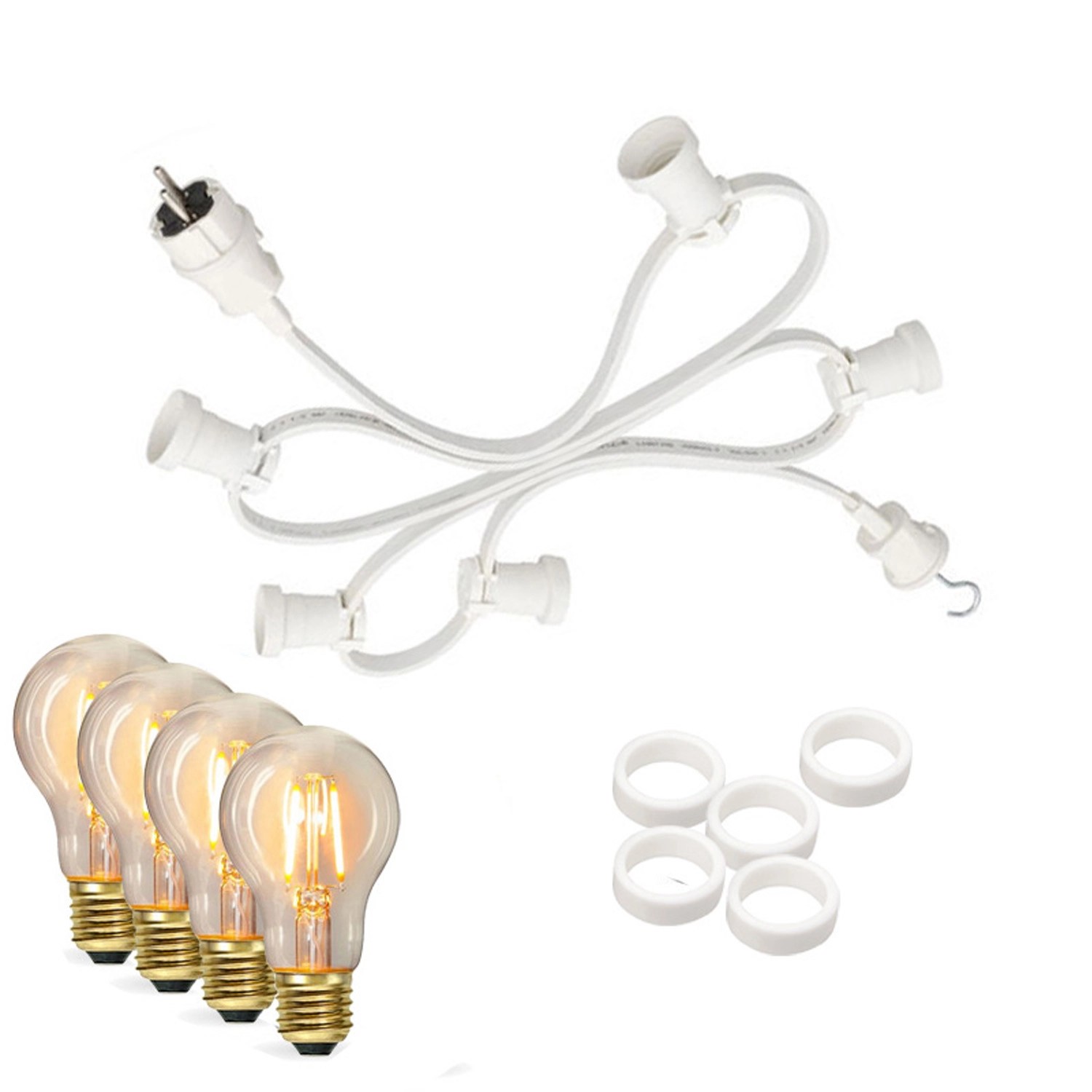 Satisfire Illu- Partylichterkette 5m Weiß Außen Terrasse Garten 10 Dimmbare günstig online kaufen