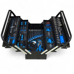 DeTec. Metall Werkzeugkiste 86 tlg In Schwarz Zum Aufklappen Werkzeugkasten Gefüllt Mit Werkzeug