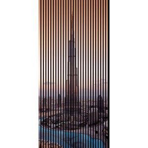 FN Acustico Akustikplatte Dubai mit Skyline-Motiv, geeignet zur Schallabsorption und als Dekoration.
