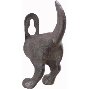 Dunkelbrauner Wandhaken in Hunde-Hinterteil-Form aus Gusseisen, 8,5 cm, für Tierliebhaber.