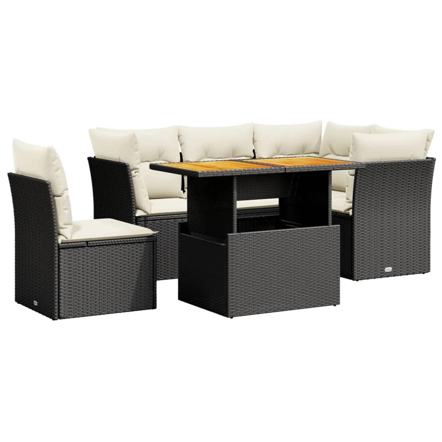vidaXL 5-Tlg Garten-Sofagarnitur mit Kissen Schwarz Poly Rattan 3270832 günstig online kaufen