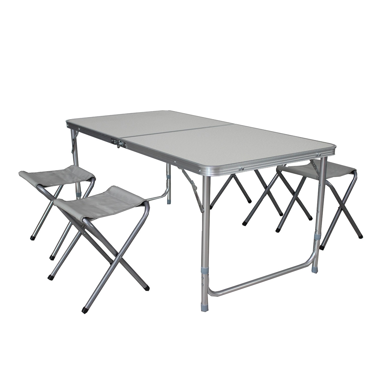 Mojawo 5 Teilig Casmpingmöbelset Aluminium Outdoor CampingL120xB60xH70cm Campingtisch Höherverstellbar mit Tragegriff un...