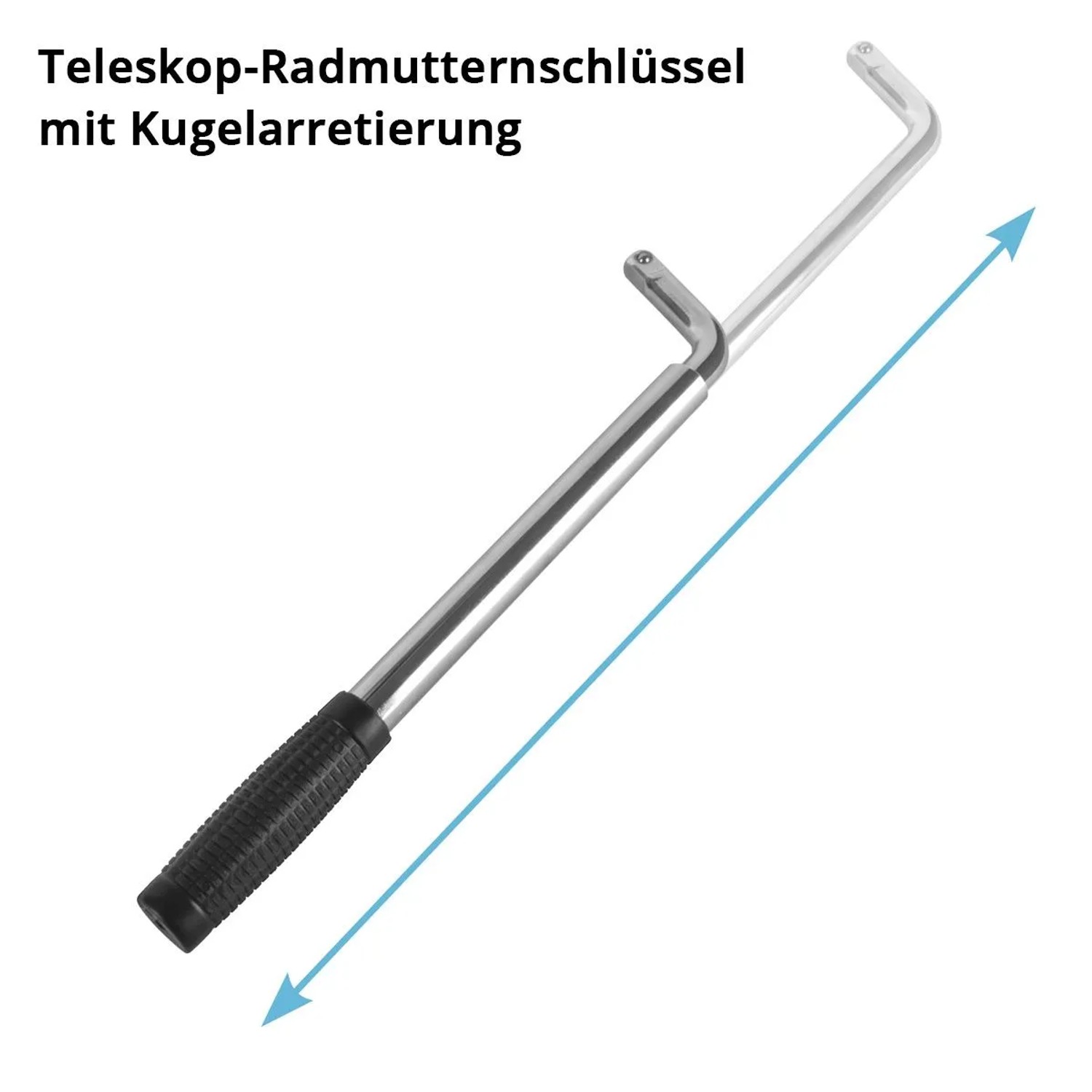 STAHLWERK Teleskop-Radmutternschlüssel mit Kugelarretierung für Scherenwagenheber.