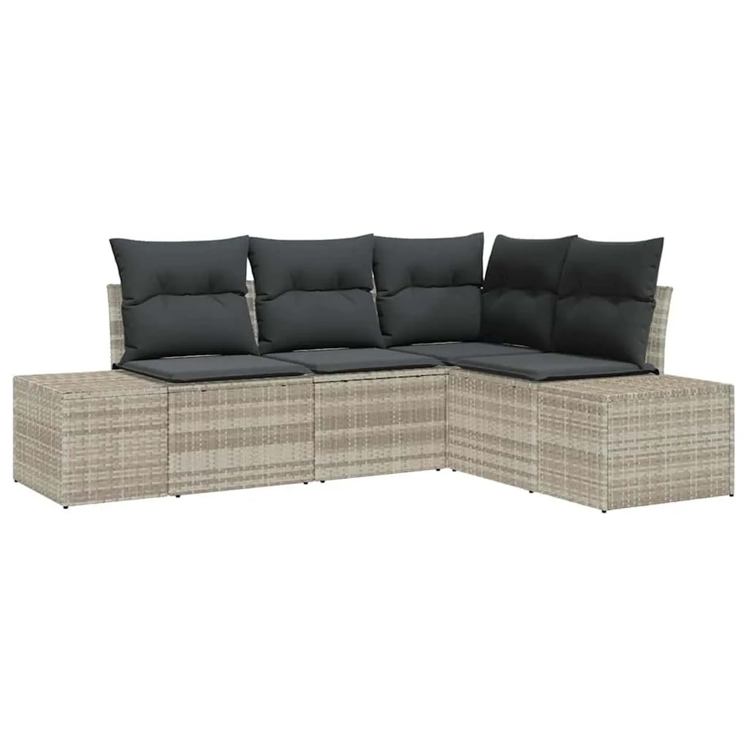 vidaXL Gartensofa-Set mit Speicher 4 Stk Hellgrau Poly-Rattan 3355711 günstig online kaufen