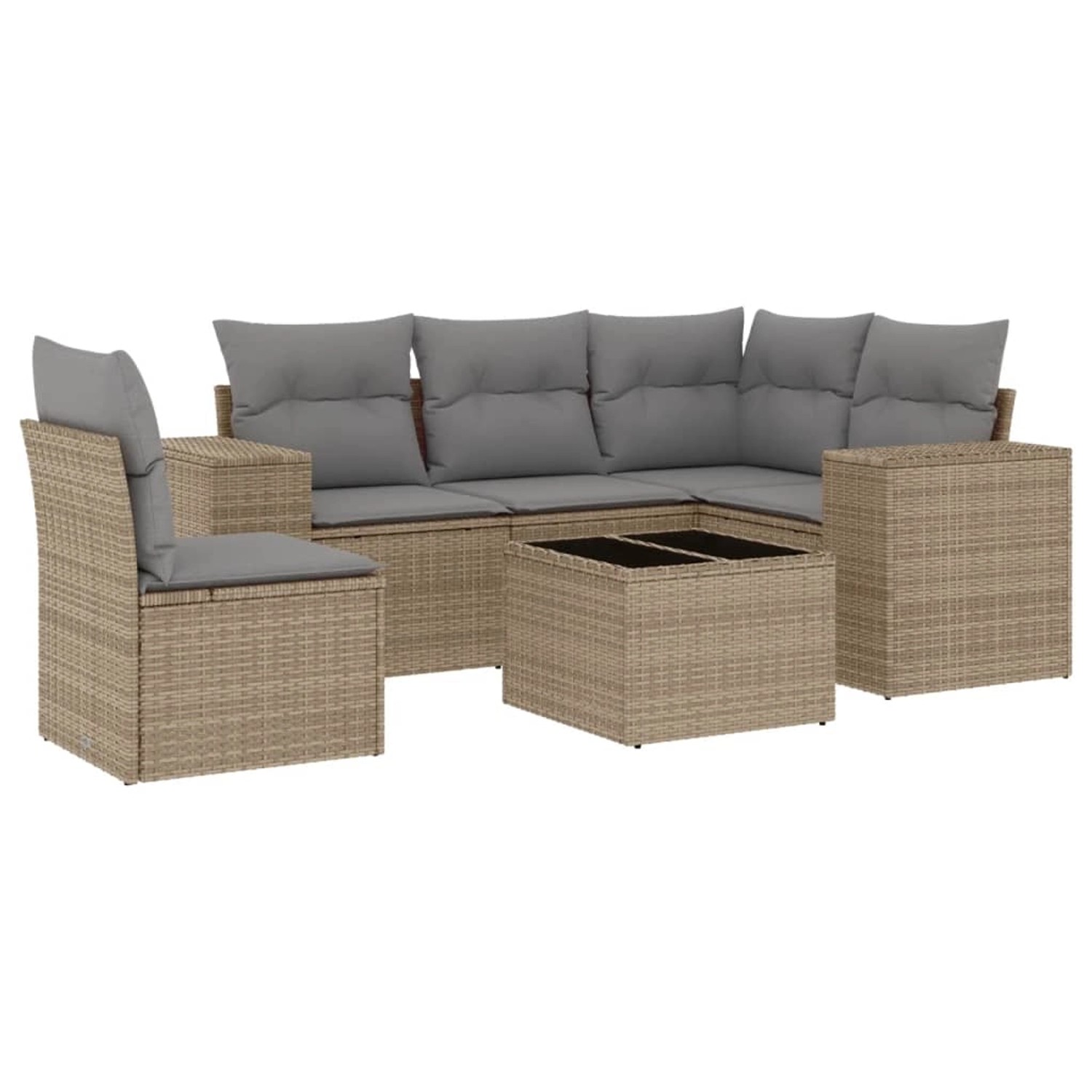 vidaXL 6-Tlg Garten-Sofagarnitur mit Kissen Beige Poly Rattan 3222578 günstig online kaufen