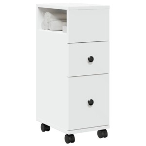 vidaXL Badschrank Schmal mit Rollen Weiß Holzwerkstoff 855232