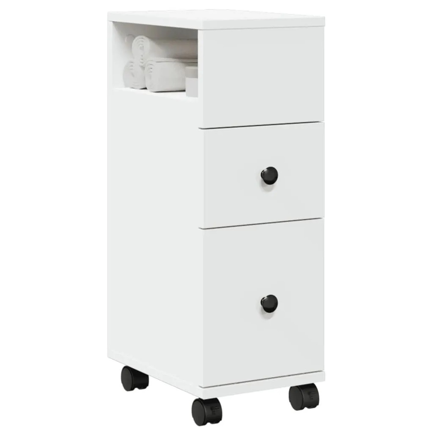 vidaXL Badschrank Schmal mit Rollen Weiß Holzwerkstoff 855232_2