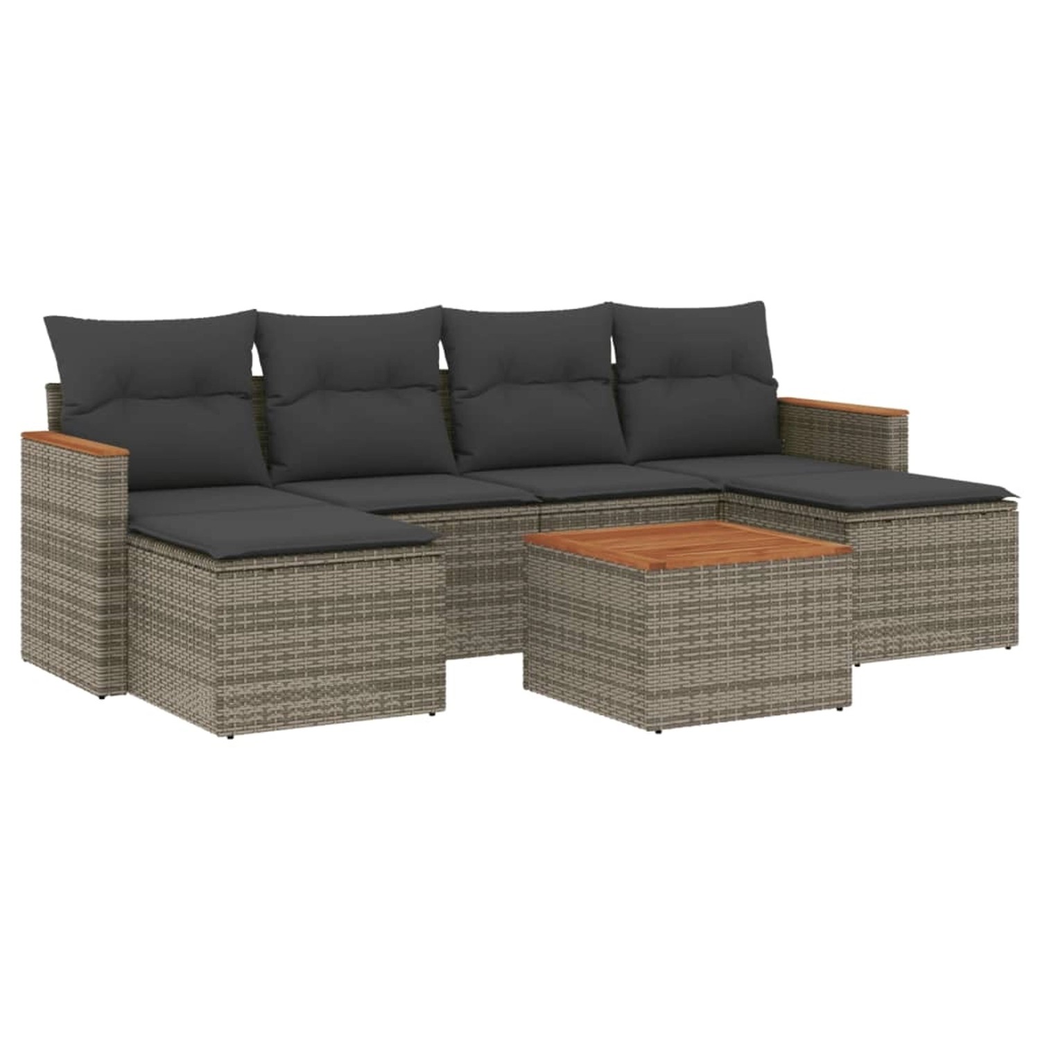vidaXL 7-Tlg Garten-Sofagarnitur mit Kissen Grau Poly Rattan 3226228 günstig online kaufen