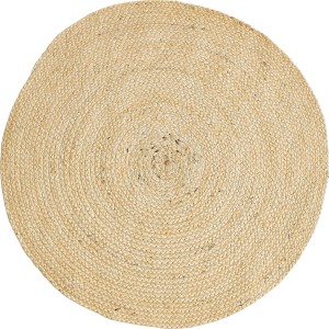 Runder, creme-farbener Luxor Living Teppich Ivo, Ø 60 cm, aus Jute und Baumwolle.