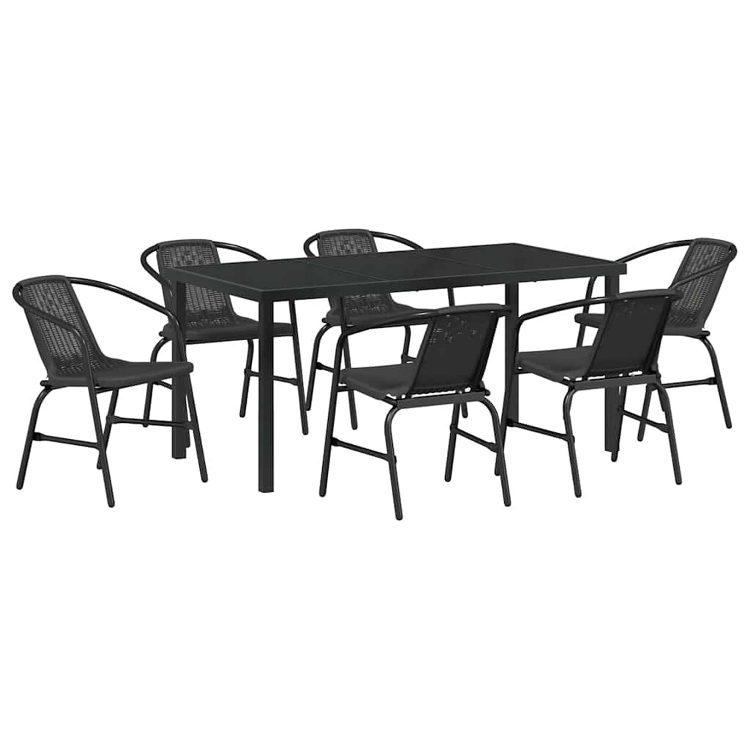 vidaXL Garten Essgruppe 7-Tlg Schwarz Poly Rattan 3379384 günstig online kaufen