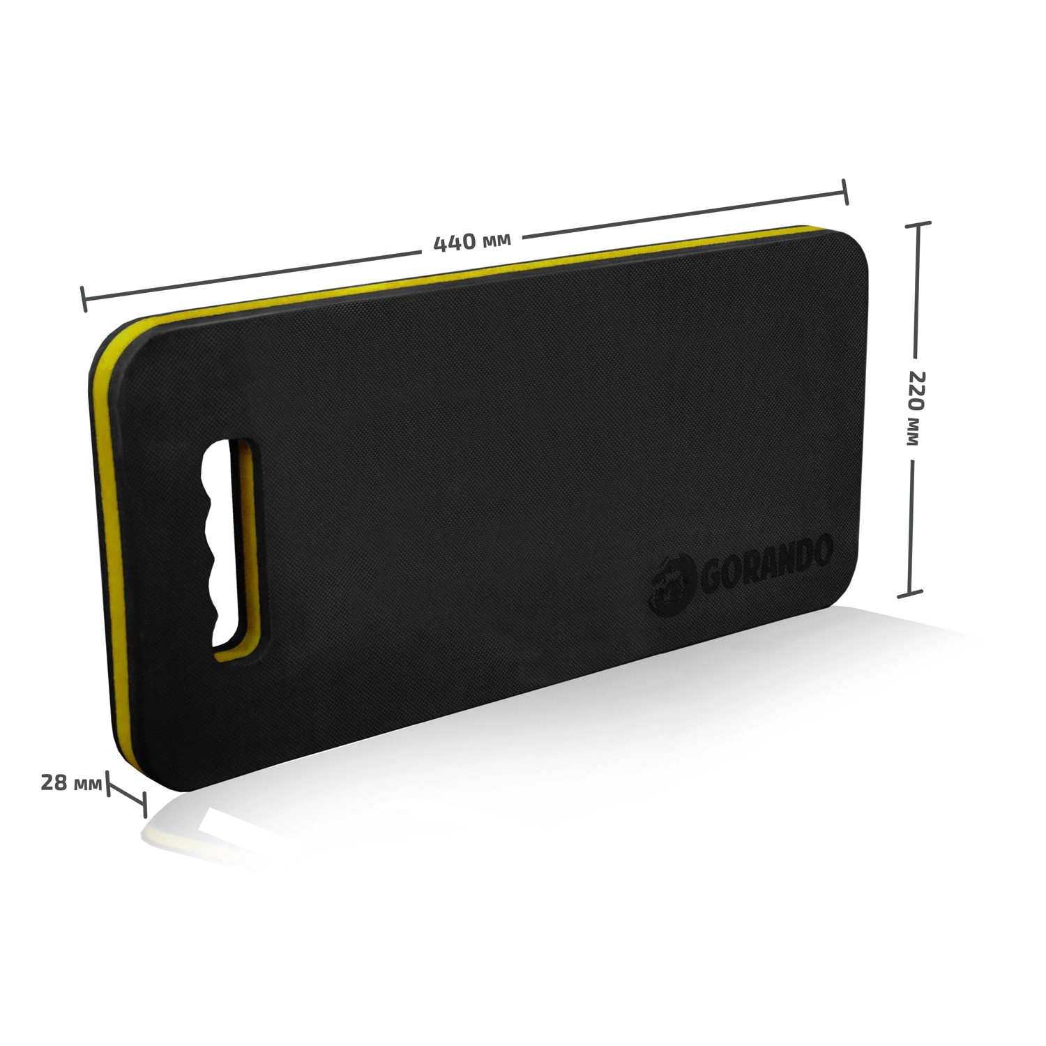 Gorando Premium Kniekissen, 4er Set, gelb/schwarz, 44x22cm, für Garten, Haus und Werkstatt.