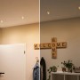LED Einbauleuchten-Set Gil Coin, 3er, weiß-gold, mit 3-Stufen-Dimmung, warmweißes Licht im Raum.
