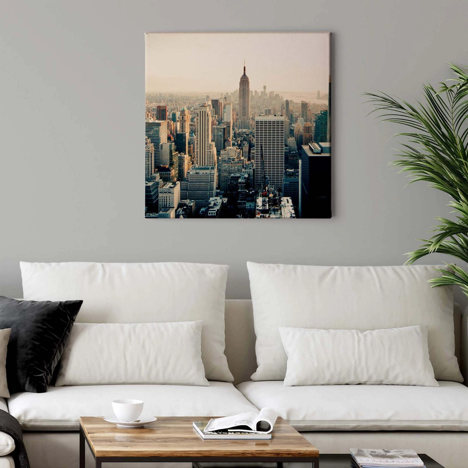 Bricoflor Skyline Von New York Bild Modernes Leinwandbild In Weiß Grau Ideal Für Büro Und Wohnzimmer Urbanes Stadt Wandb