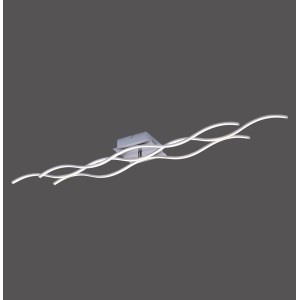 Moderne LED-Deckenleuchte Wave, 139,5 cm, silberfarben. Elegante Deckenlampe für Wohnzimmer, Schlafzimmer und mehr.