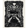 Schwarz-weißes Wandbild: Marvel Wolverine im Lino-Cut Stil, 40x50 cm.