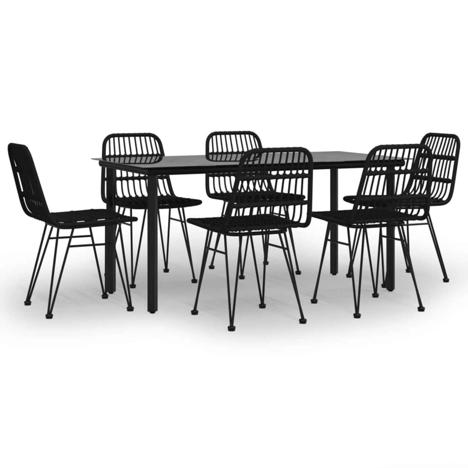 vidaXL 7-Tlg Garten-Essgruppe Schwarz Poly Rattan 3157898