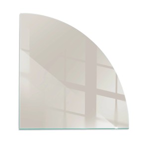 Cremige Tulup Glasplatte, Viertelkreis 100x100 cm, als Funkenschutz für Kamin. Gehärtetes Glas Bodenschutz.