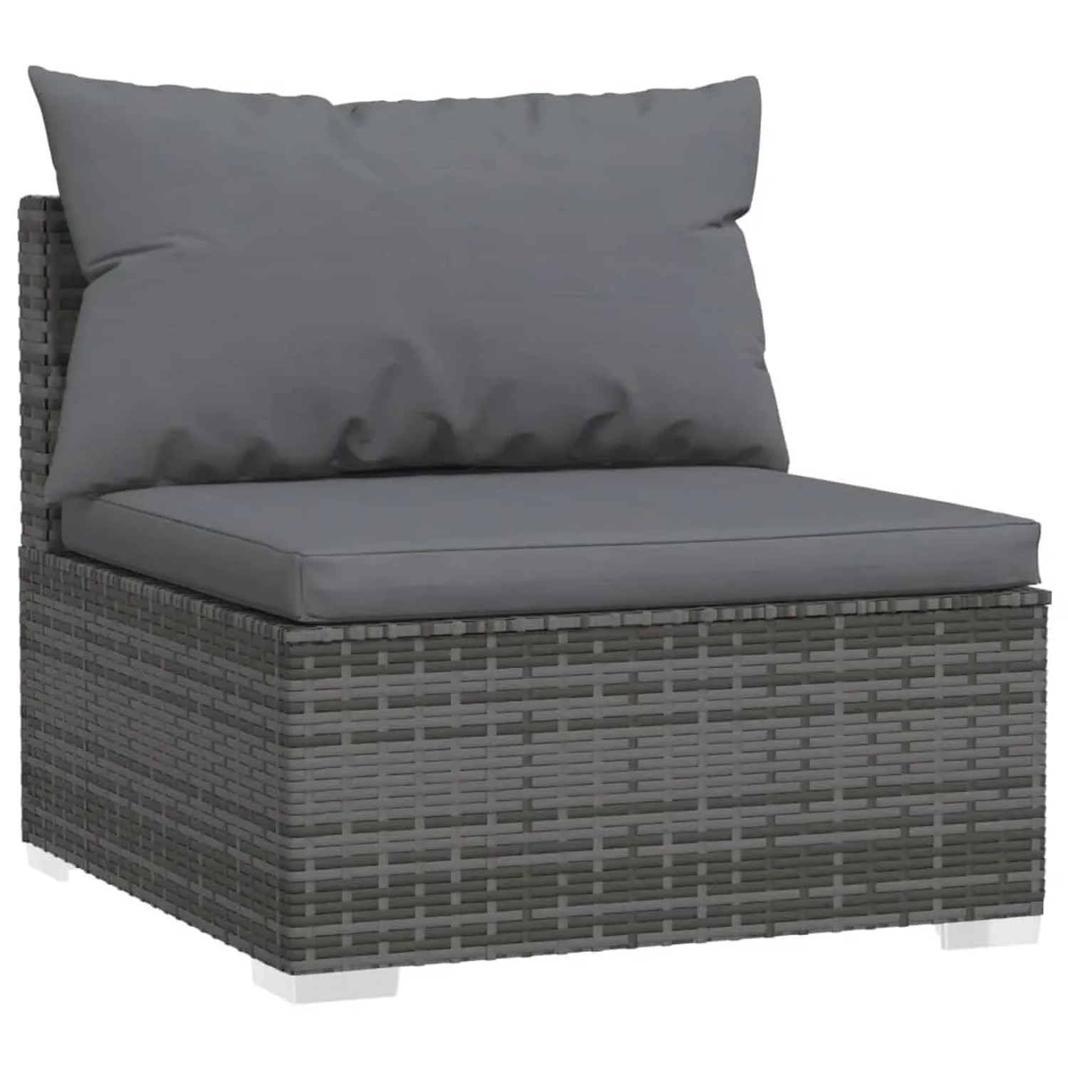 Graues vidaXL Gartenmöbel Lounge-Set Element aus Polyrattan mit Kissen.