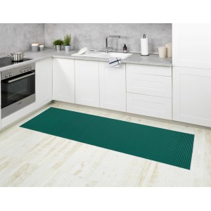 Wenko Badematte Petrol (65x200 cm) im Badezimmer/Küche. Rutschfester, mehrfarbiger Badteppich.