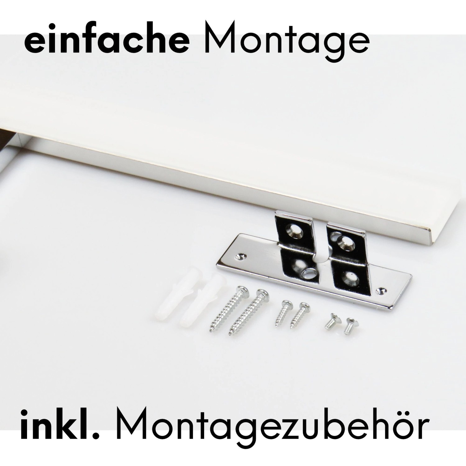 Montagezubehör für kalb LED Badleuchte, Spiegellampe in Chrom. Schrauben, Dübel und Halterung inklusive.
