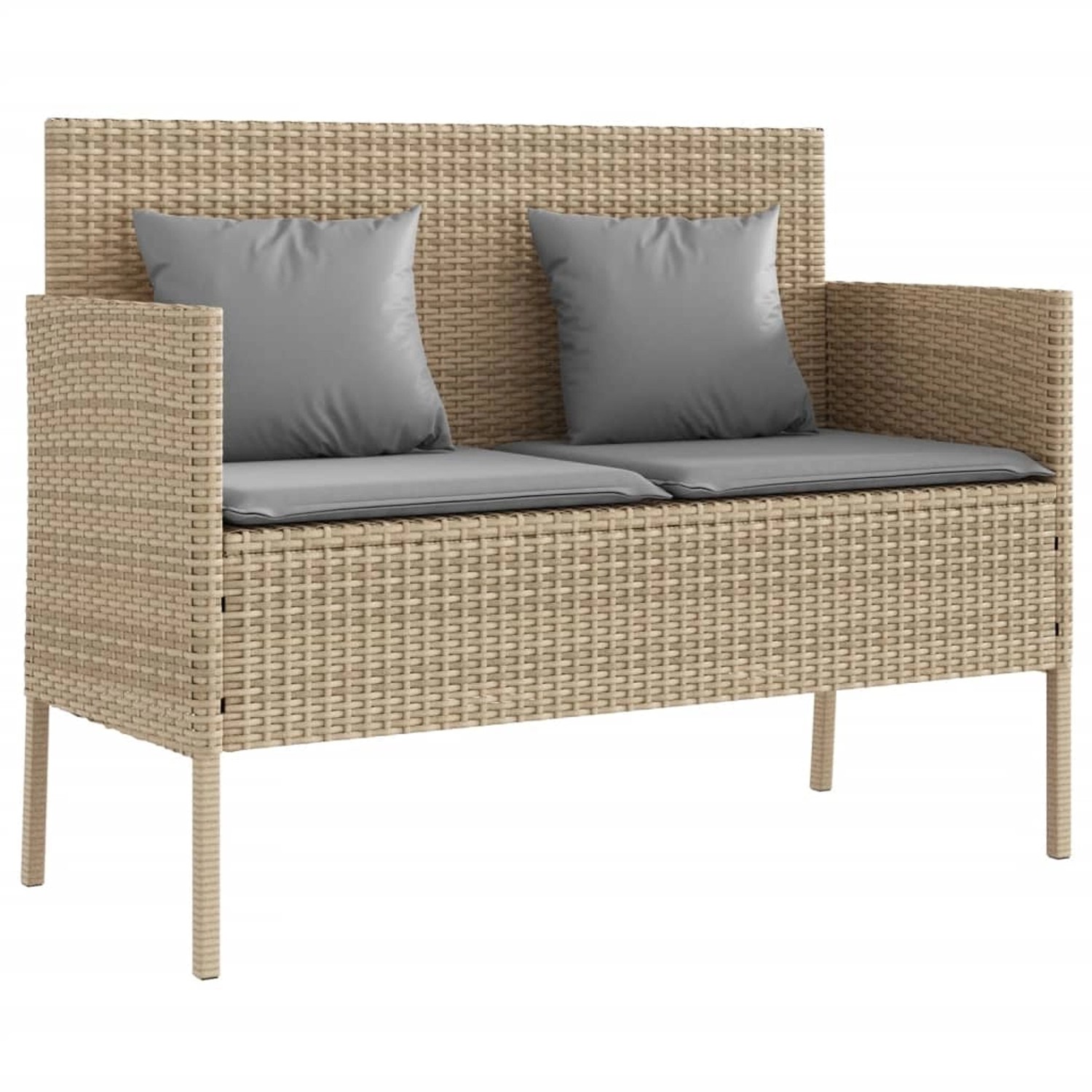 furnicato Gartenbank mit Kissen Beige Poly Rattan günstig online kaufen