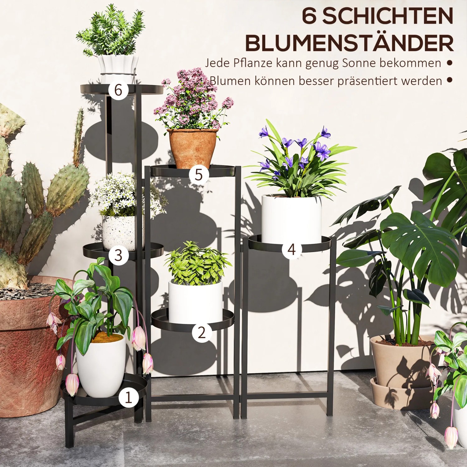 Outsunny Pflanzenständer Metall Schwarz 60 x 40 x 80 cm kaufen bei OBI