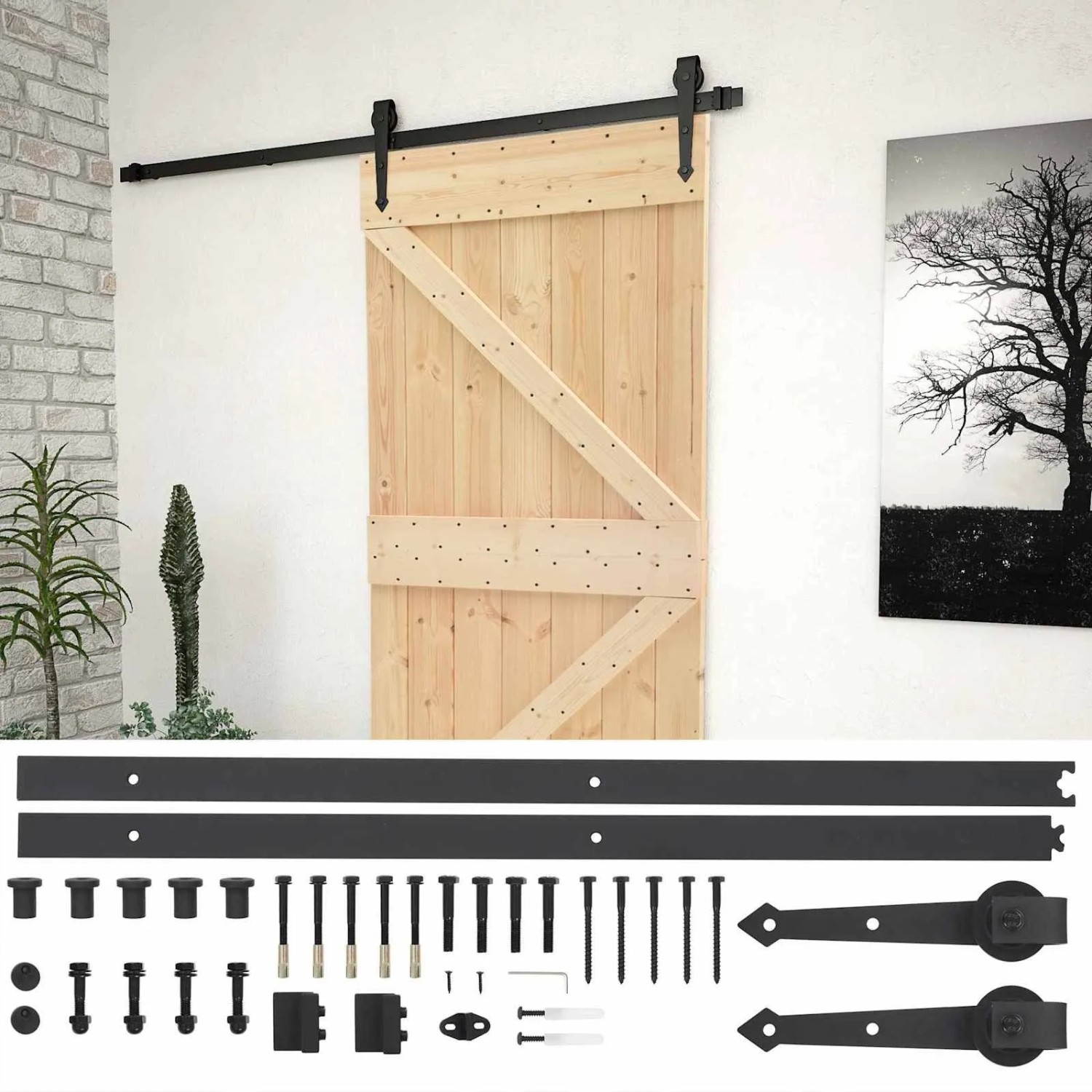 vidaXL Schiebetür Natur und Schwarz 80 x 210 cm 3444849